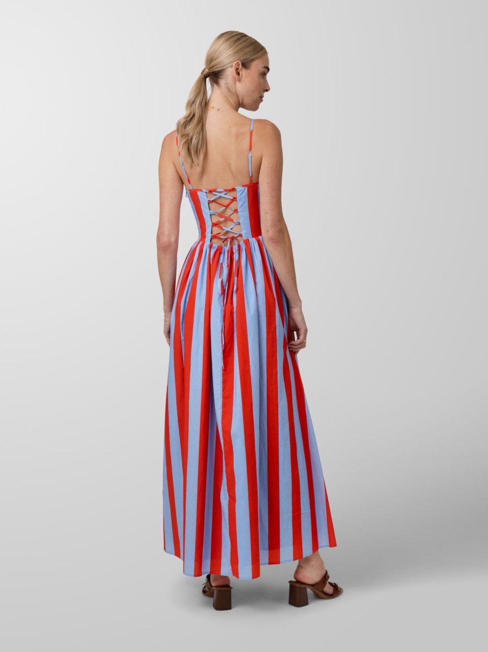 Line & Dot Primo Lace Back Stripe Sleeveless Maxi Dress Size XS NWT - Picture 6 of 9
